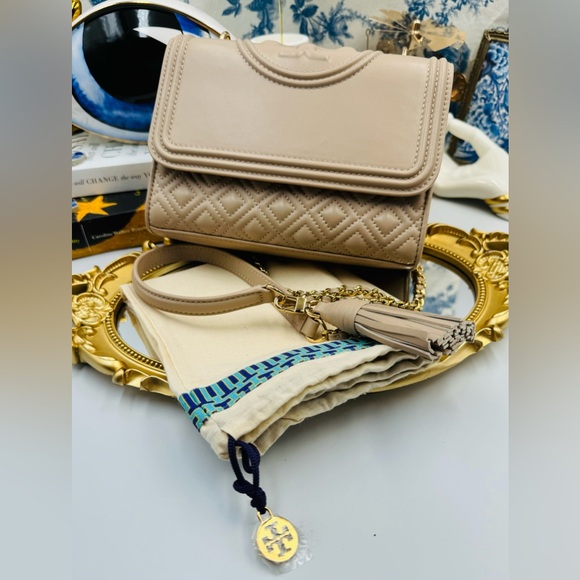 🆕 TORY BURCH 🧿 NWOT Fleming Small Convertible Shoulder Bag, Beige In Bedrock - Picture 14 of 16